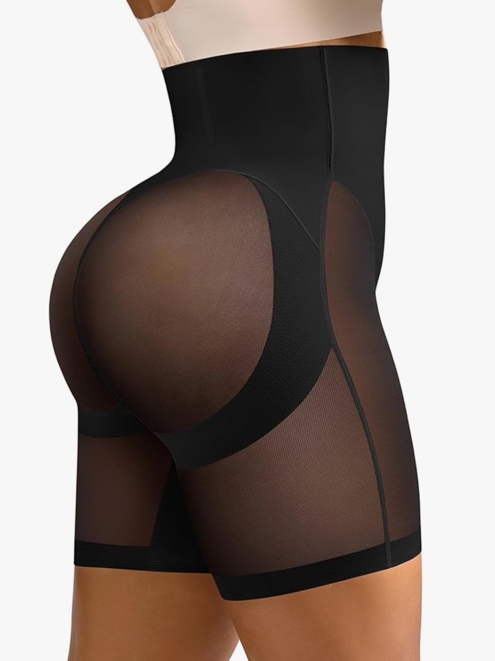 SHAPELLXseamless tummy and  High-Waist Butt-Lifting Shaping Shorts - Black